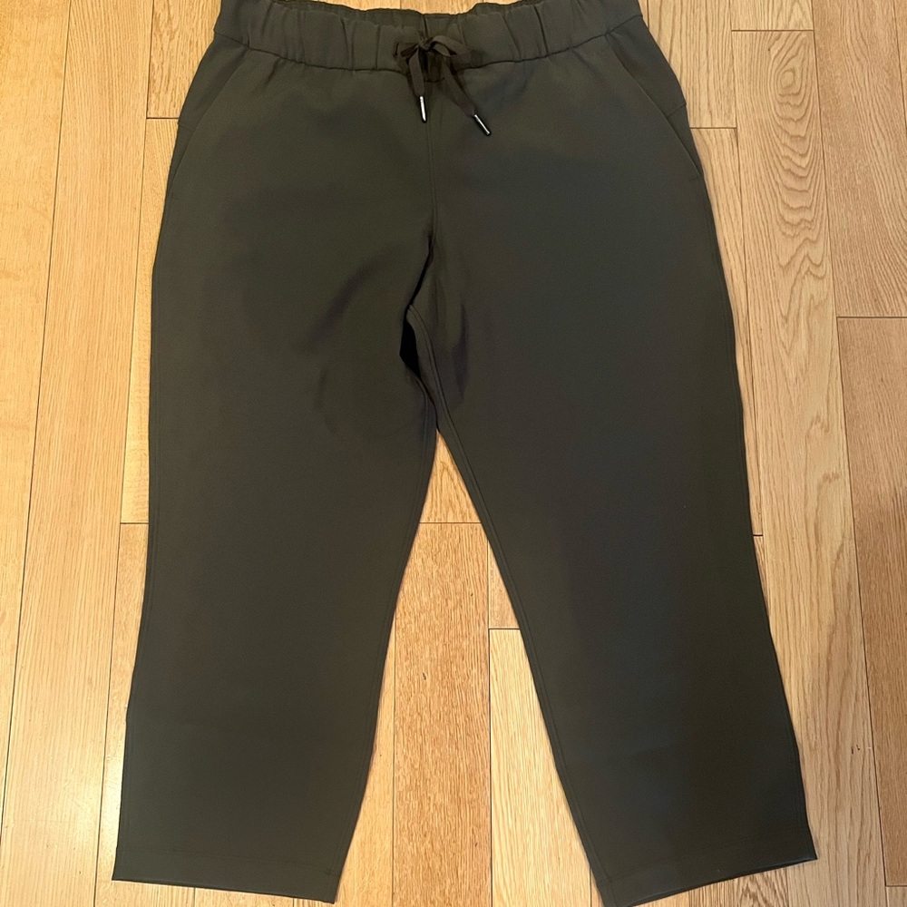 Lululemon On The Fly Cropped Olive Green Pants